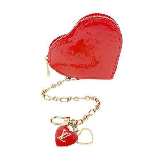 LOUIS VUITTON Vernis Heart Coin Purse Orange Sunset - Picture 1 of 15